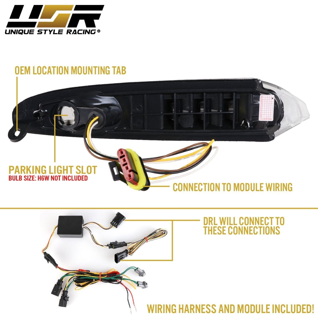2007 - 2012 Porsche 911 Turbo/GT2 997 Chassis Clear or Smoke Front LED DRL + Turn Signal Bumper Light