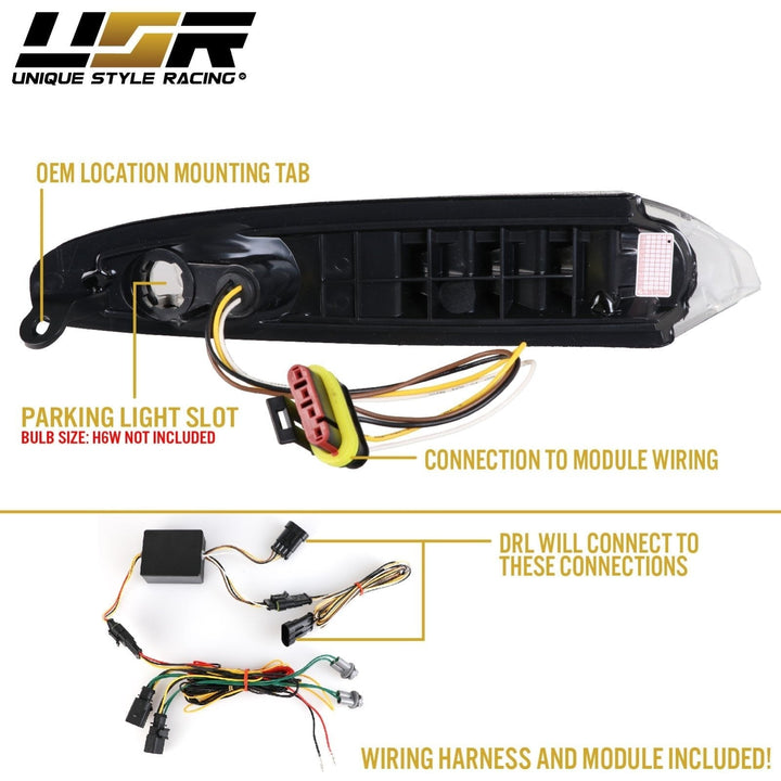 2007 - 2012 Porsche 911 Turbo/GT2 997 Chassis Clear or Smoke Front LED DRL + Turn Signal Bumper Light