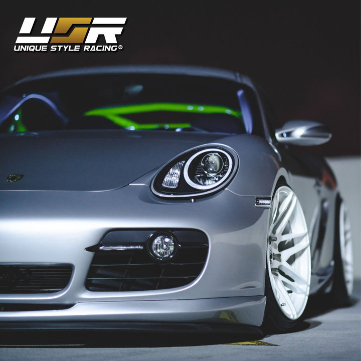 2006 - 2008 Porsche Cayman 987 LED 987.2 Facelift Style Front Bumper Daytime Running Lights Fog Bezel Trim