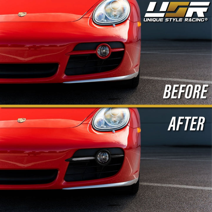 2006 - 2008 Porsche Cayman 987 LED 987.2 Facelift Style Front Bumper Daytime Running Lights Fog Bezel Trim