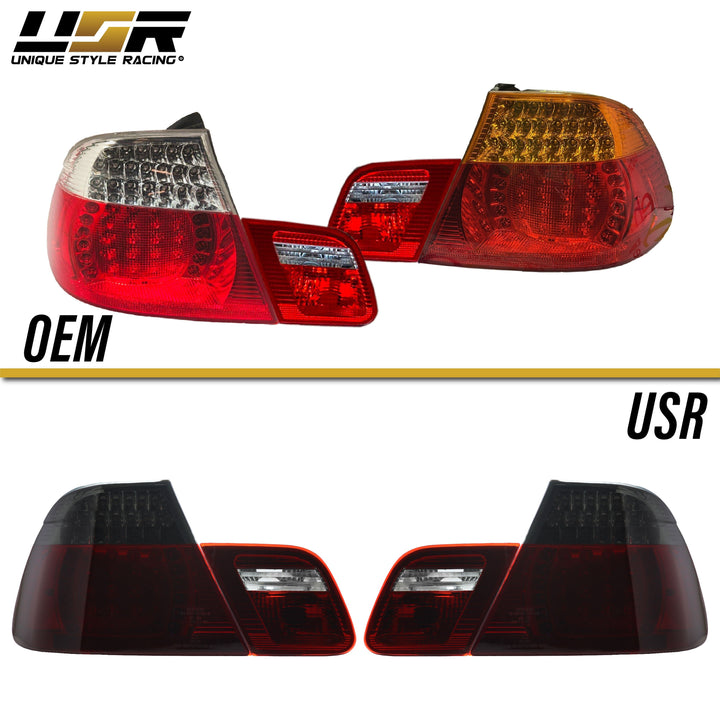 2004-2006 BMW E46 3 Series 2D Coupe Red/Clear OR Red/Smoke LED Tail Light - Made by DEPO