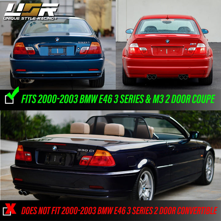 2000-2003 BMW E46 3 Series 2 Door Coupe Red/Clear or Red/Smoke LED Tail Light Made By DEPO