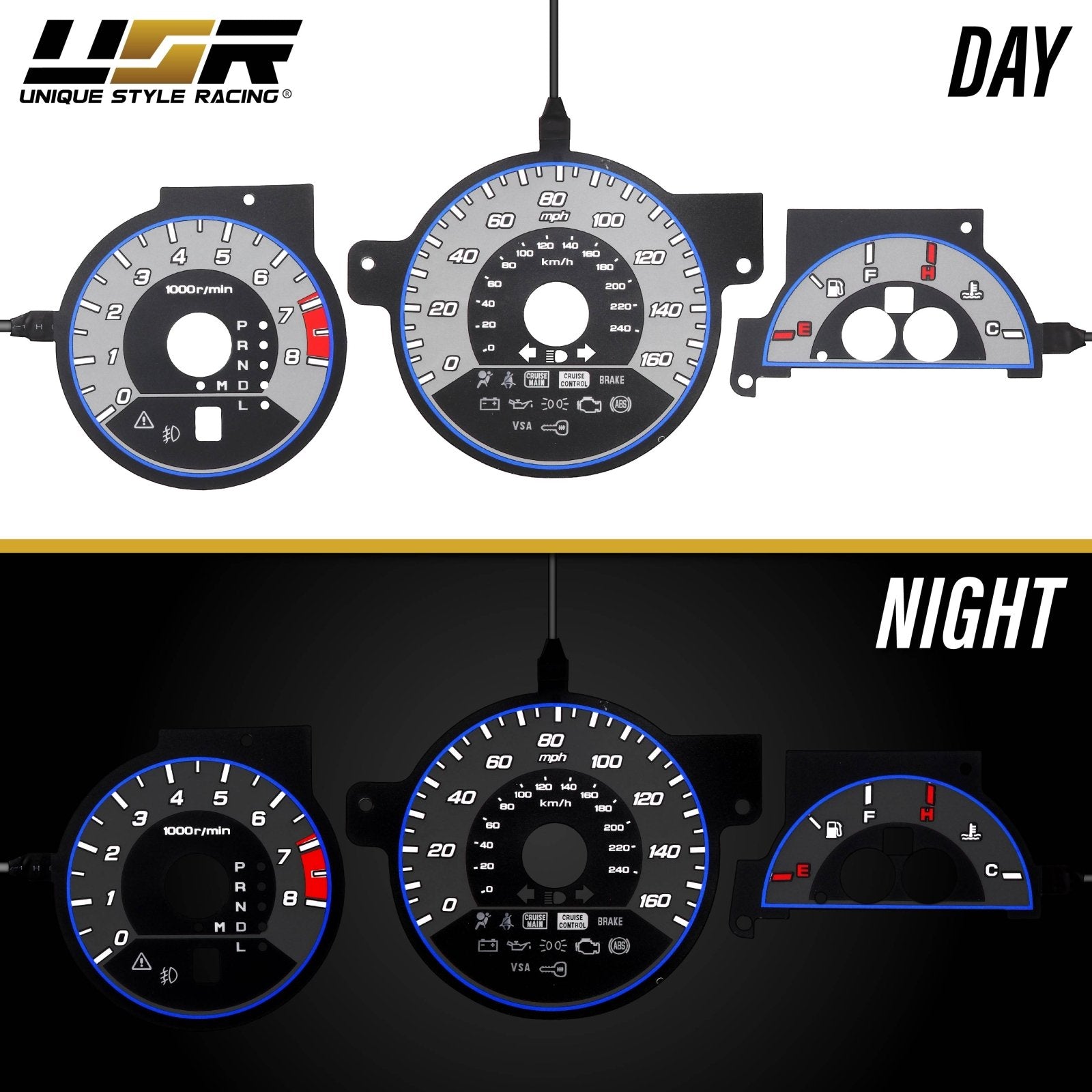 1992-1996 Nissan 300ZX 300 ZX NONTURBO Black Gauge Face Red