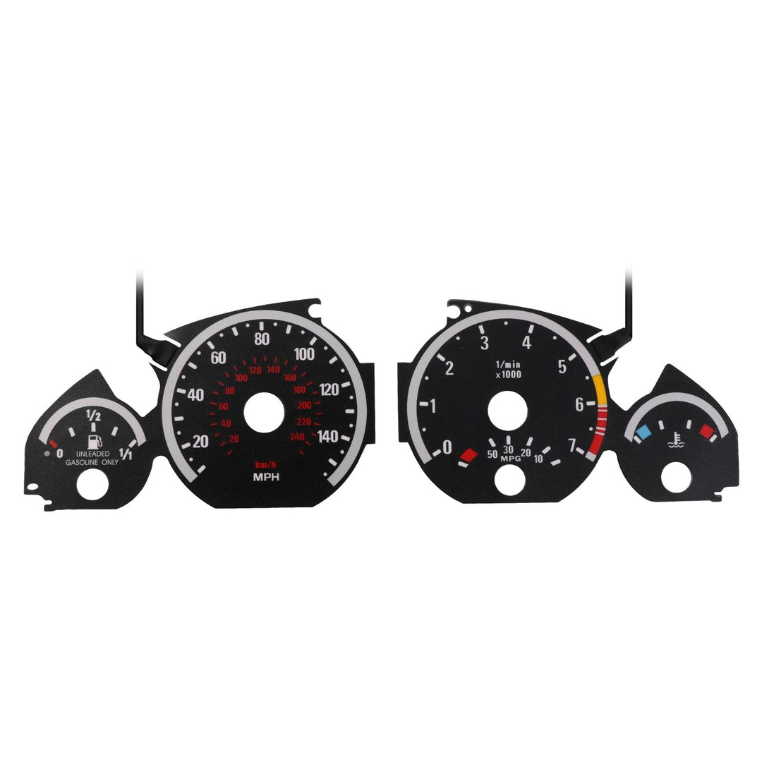 1992-2006 BMW E46 3 Series E92 M3 Style Black Gauge Face White Glow Overlay