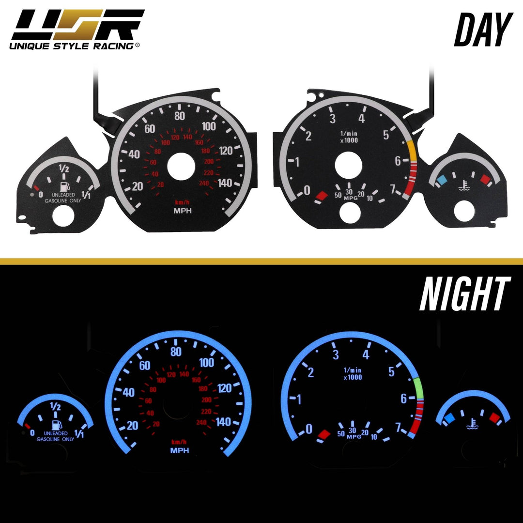 1992-2006 BMW E46 3 Series E92 M3 Style Black Gauge Face White Glow Overlay