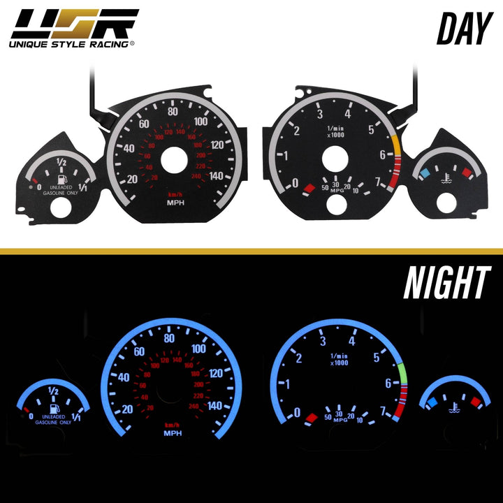 1992-2006 BMW E46 3 Series E92 M3 Style Black Gauge Face White Glow Overlay
