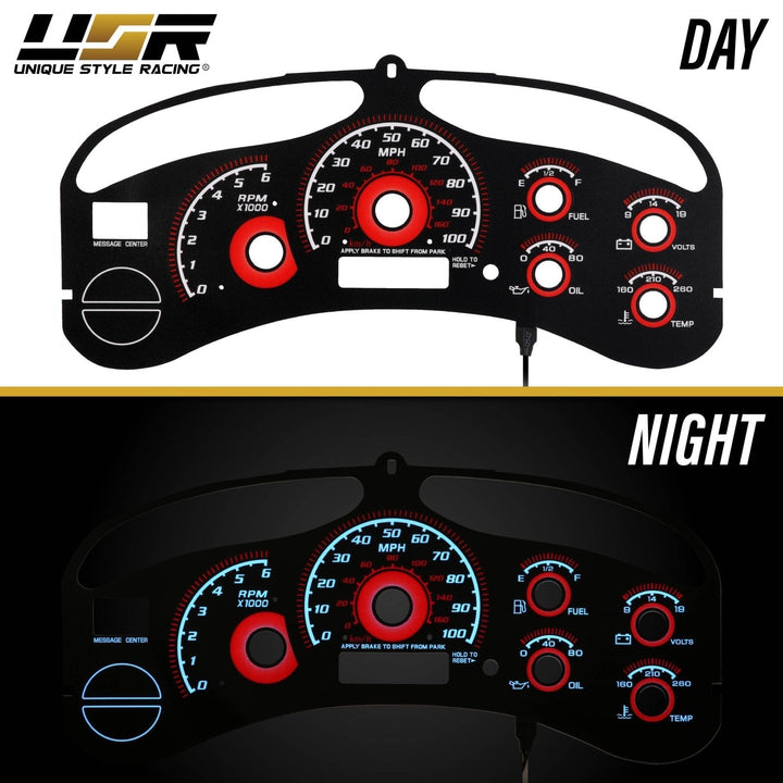 1999 - 2002 Chevrolet Chevy Silverado & Tahoe Black Gauge Face Red Glow Gauge for Instrument Cluster