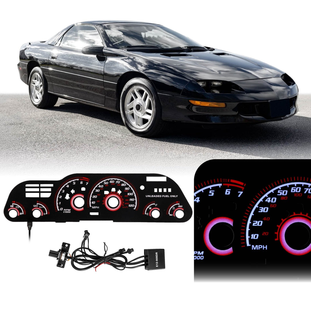 1997-2002 Chevrolet Chevy Camaro V8 125 MPH Black Gauge Face Red Glow Gauge for Instrument Cluster