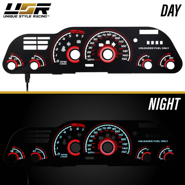 1993-1997 Chevrolet Chevy Camaro V8 150 MPH Black Gauge Face Red Glow Gauge for Instrument Cluster