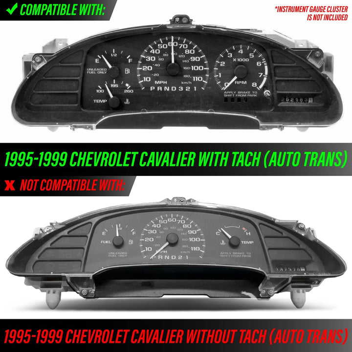 1995-1999 Chevrolet Chevy Cavalier White Gauge Face Blue/Green Glow for Instrument Cluster