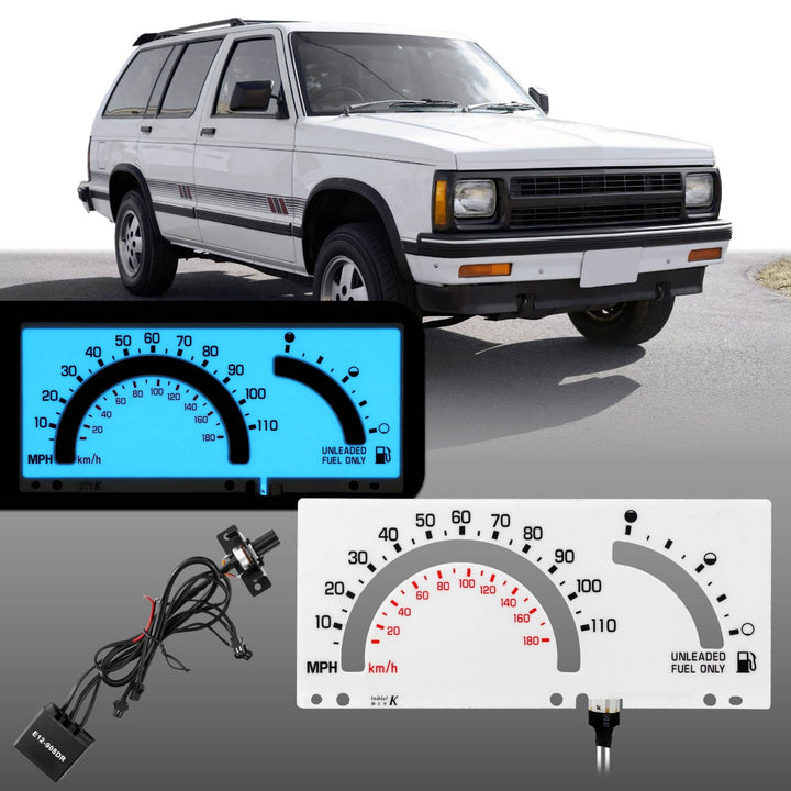 1982-1993 Chevrolet Chevy S10 110 MPH White Face Blue/Green Glow Gauge Face for Instrument Cluster
