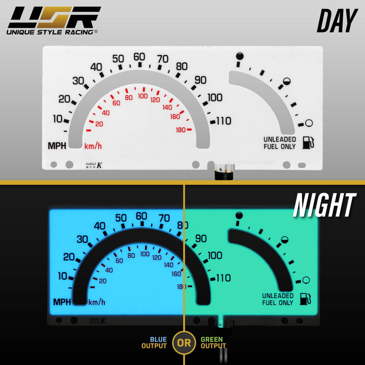 1982-1993 Chevrolet Chevy S10 110 MPH White Face Blue/Green Glow Gauge Face for Instrument Cluster
