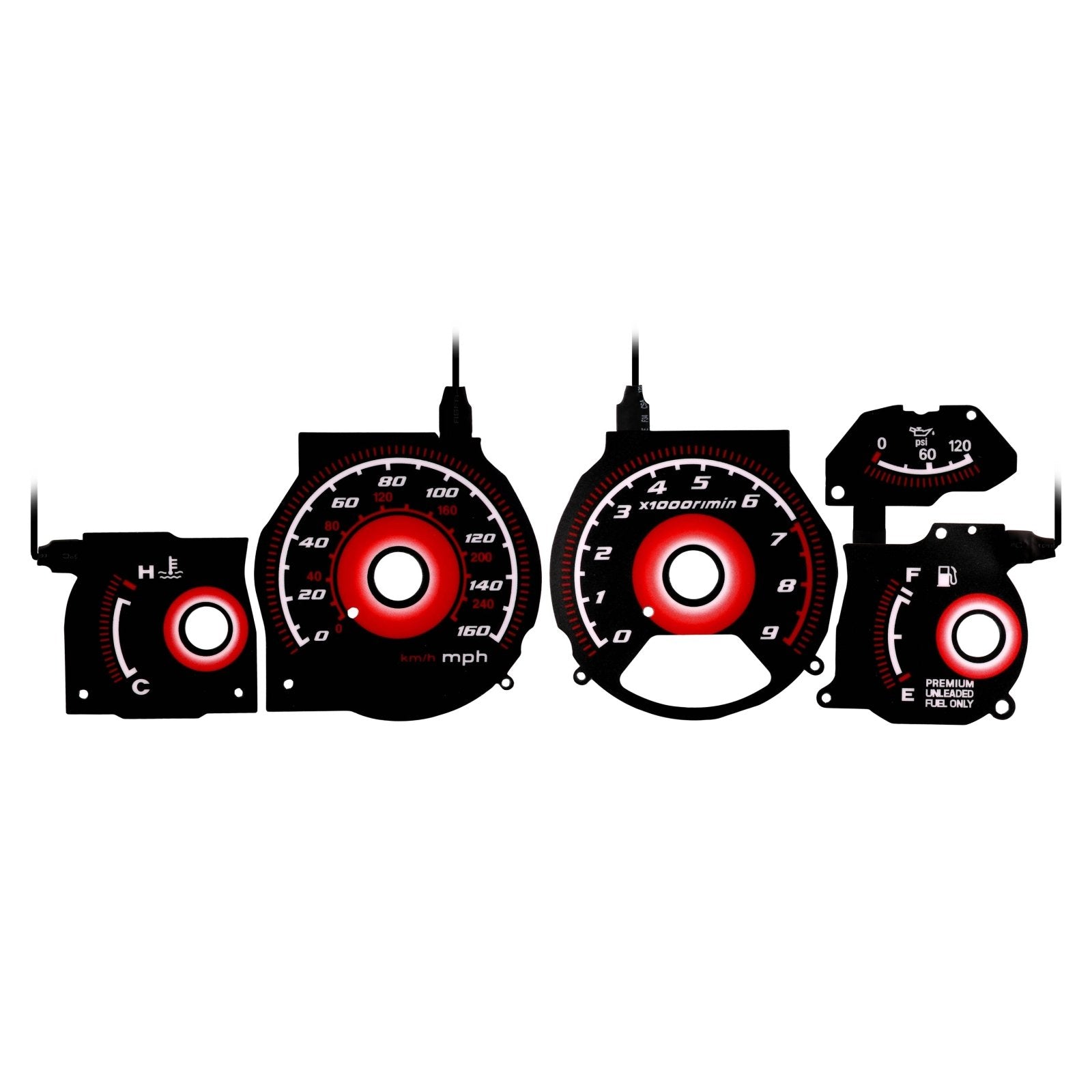1992-1996 Nissan 300ZX 300 ZX NONTURBO Black Gauge Face Red