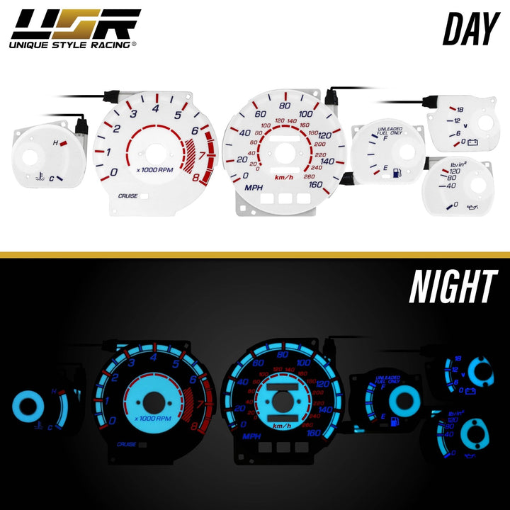 1987 - 1993 Toyota Supra MK3 Turbo Blue Glow White Gauge Face for Instrument Cluster