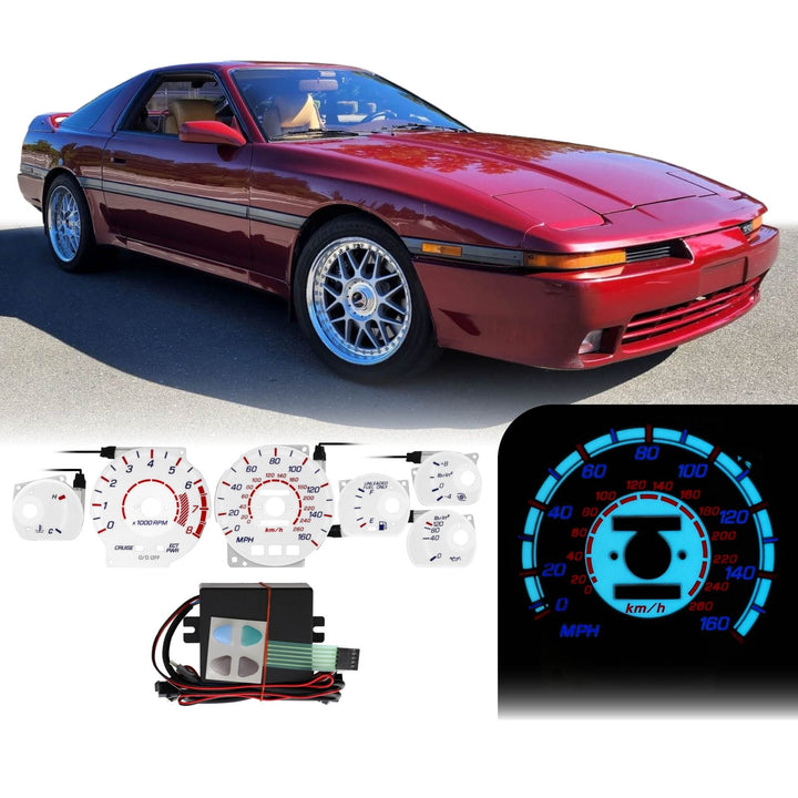 1987 - 1993 Toyota Supra MK3 Turbo Blue Glow White Gauge Face for Instrument Cluster