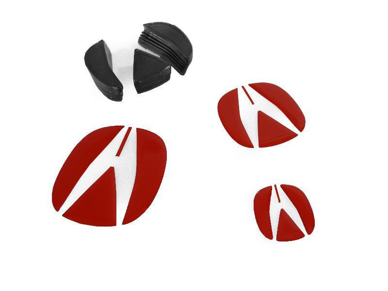 2007 - 2008 Acura TL Carbon Fiber OR Red Decal Front & Rear Emblem Badges
