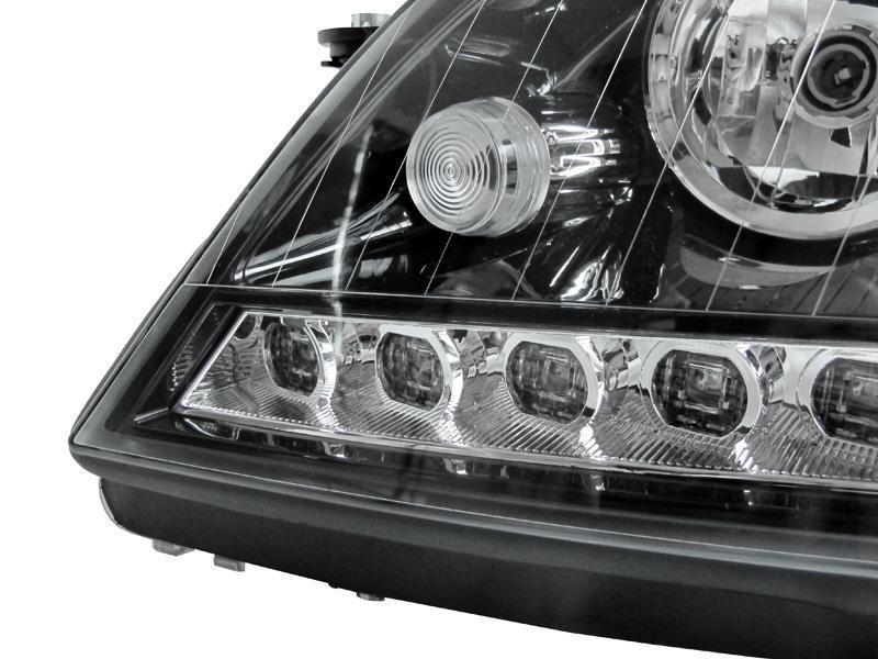 2006-2008 Mercedes Benz M Class W164 White LED Strip Chrome or Black Housing Projector Headlight For Stock Halogen Model - Made by DEPO