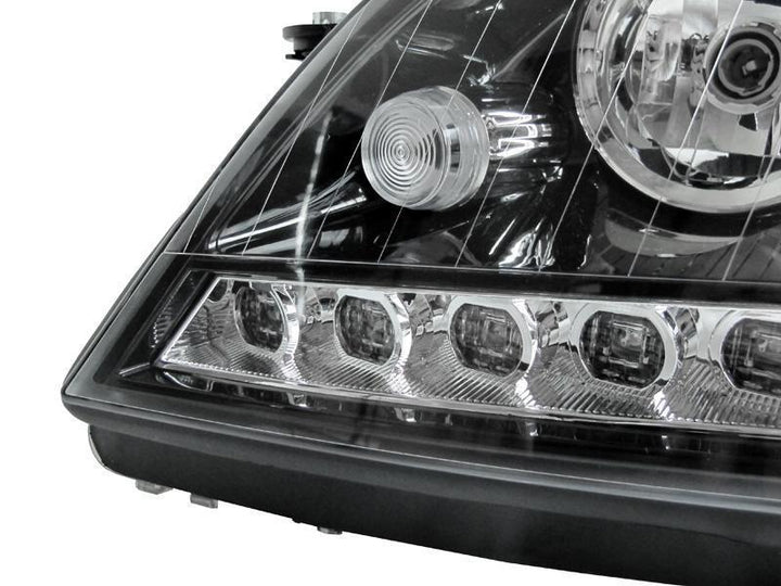 2006-2008 Mercedes Benz M Class W164 White LED Strip Chrome or Black Housing Projector Headlight For Stock Halogen Model - Made by DEPO