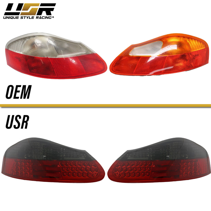 1997-2004 Porsche Boxster 986 Chassis Roadster Red/ Clear or Red/Smoke LED Rear Tail Light Made by DEPO