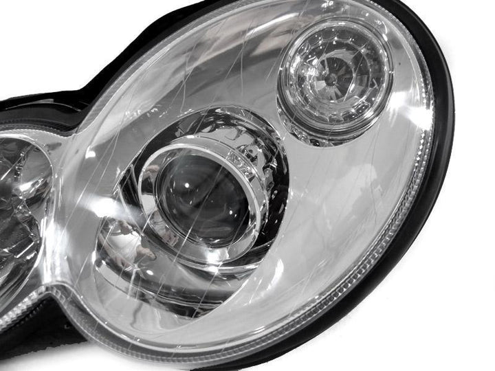 2002-2005 Mercedes C Class W203 2D Sport Coupe Chrome OR Black AMG Style Projector Headlight Made by DEPO