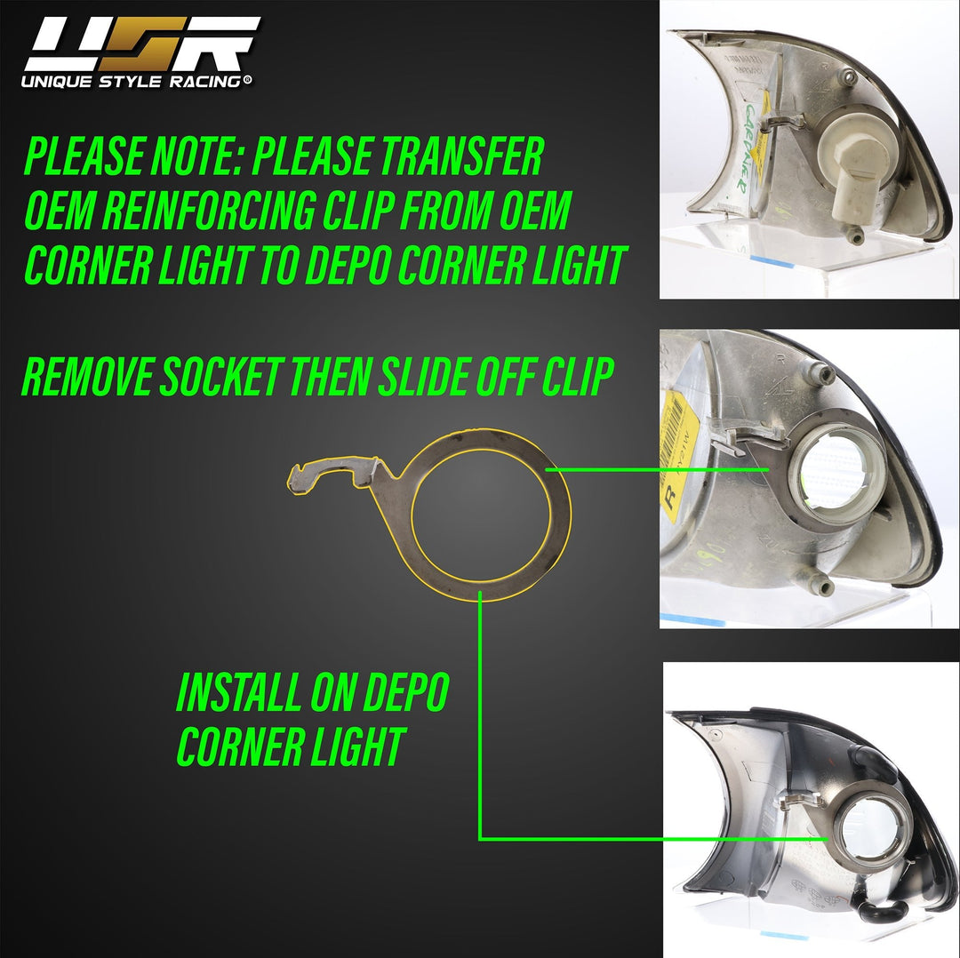 2002-2003 BMW 3 Series E46 2D / Cabrio & 2002-2006 E46 M3 DEPO Screw-On Clear or Smoke Corner Signal Light