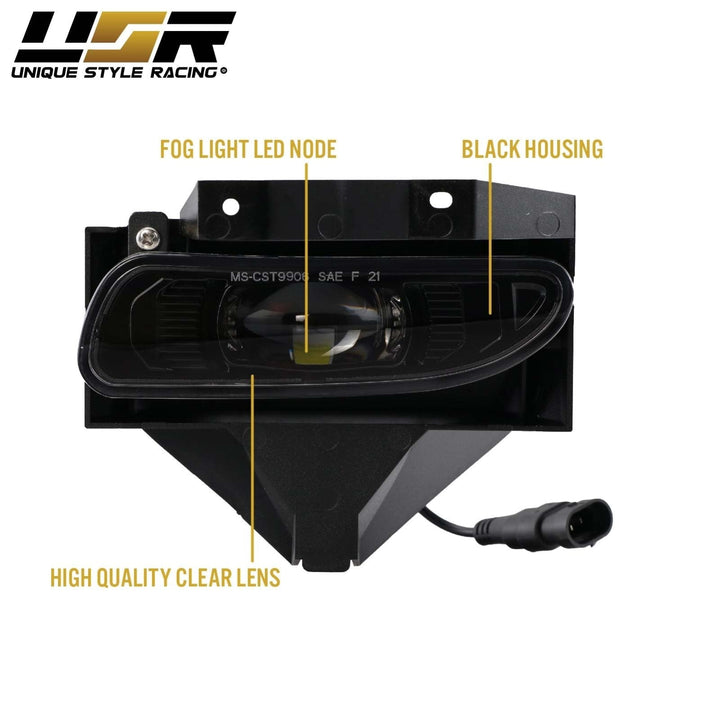 1999 - 2004 Ford Mustang SN95 Front Bumper Black Housing LED Projector Fog Lights