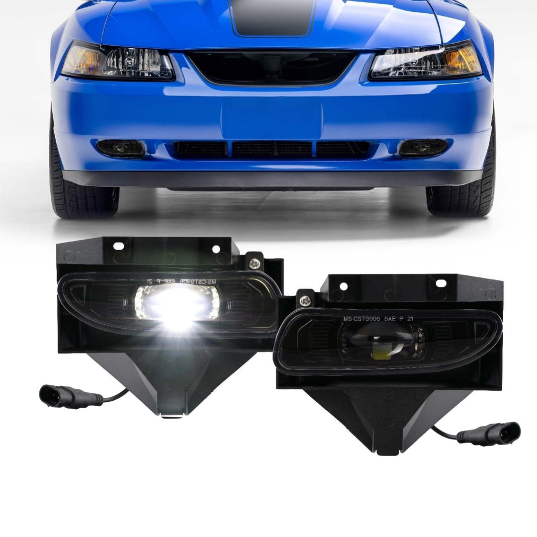 1999 - 2004 Ford Mustang SN95 Front Bumper Black Housing LED Projector Fog Lights