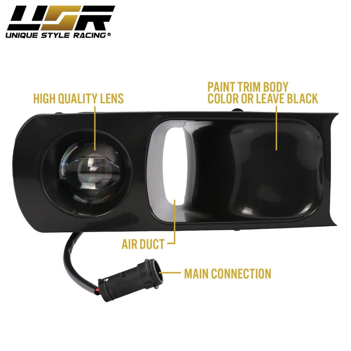 1989 - 1994 Porsche 911 Carrera 964 Chassis Projector LED Fog Light with Paintable Air Duct