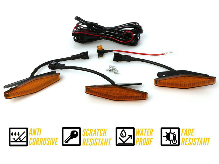 2014 - 2021 Toyota 4Runner DRL Wire + Screw On 3pcs Wide Raptor LED Grill Lights