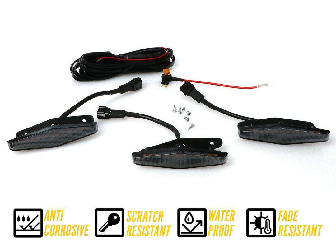 2014 - 2021 Toyota 4Runner DRL Wire + Screw On 3pcs Wide Raptor LED Grill Lights