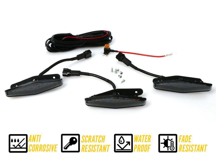 2014 - 2021 Toyota 4Runner DRL Wire + Screw On 3pcs Wide Raptor LED Grill Lights