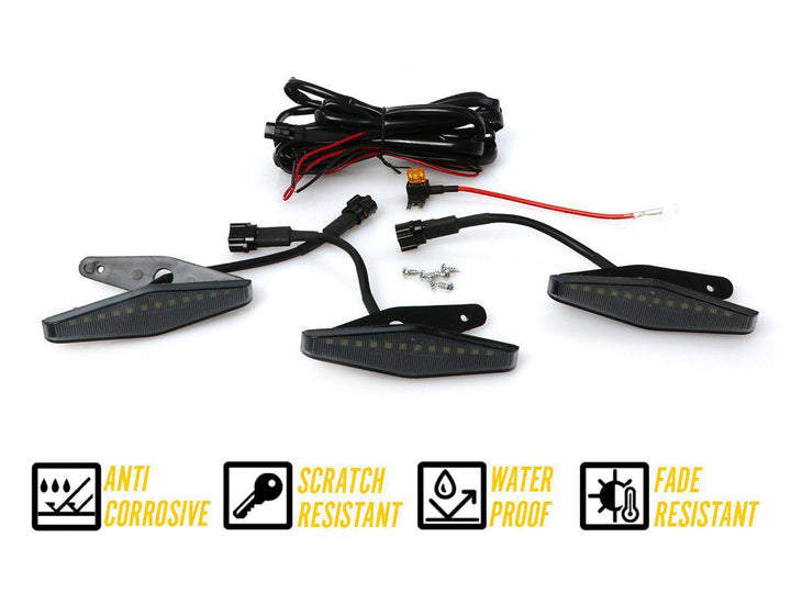 2014 - 2021 Toyota 4Runner DRL Wire + Screw On 3pcs Wide Raptor LED Grill Lights