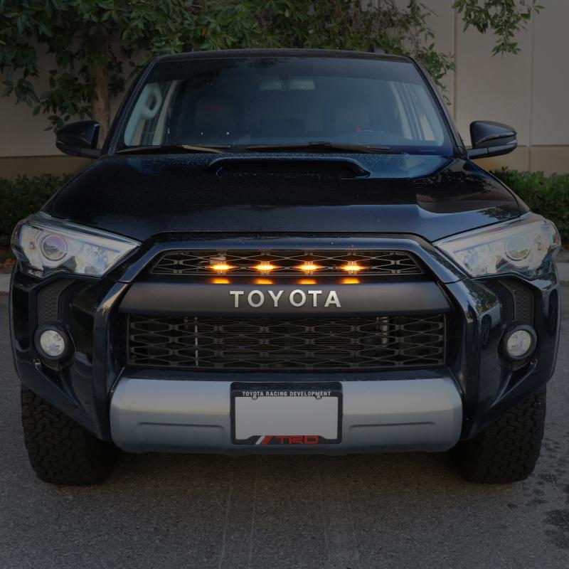 2014 - 2024 Toyota 4Runner Amber or Smoke Lens with Amber or White Output LED Raptor Grill Snap on Light 4PCS with Wire