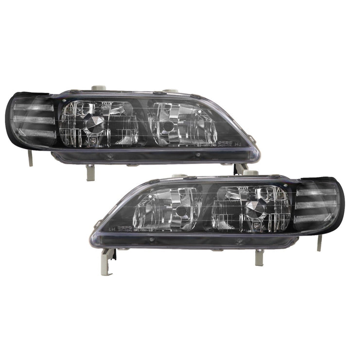 1997 - 1992 Acura CL JDM Black Housing Headlight W/ Clear Corner Light