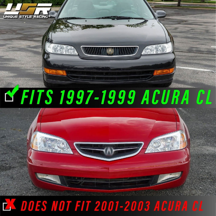 1997 - 1992 Acura CL JDM Black Housing Headlight W/ Clear Corner Light