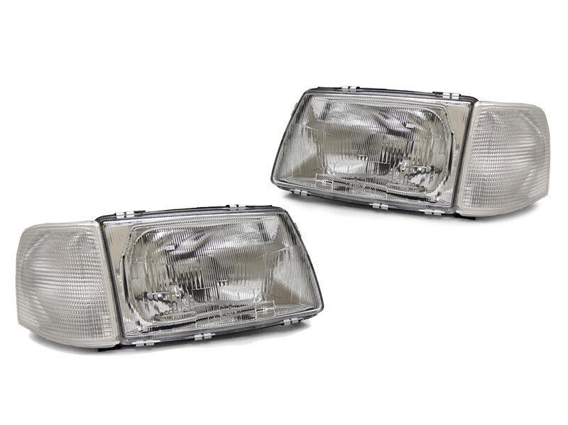 1986 - 1988 Audi 5000 / 1989 - 1991 Audi 100 Clear Glass Headlights with Clear Corner lights