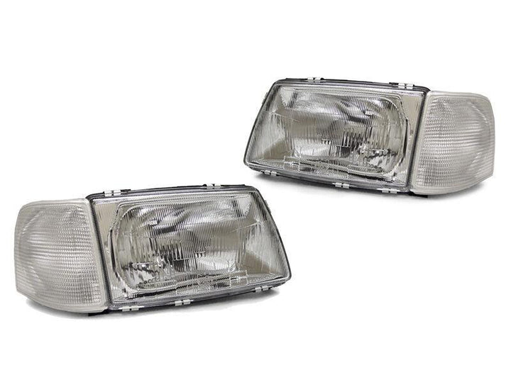 1986 - 1988 Audi 5000 / 1989 - 1991 Audi 100 Clear Glass Headlights with Clear Corner lights