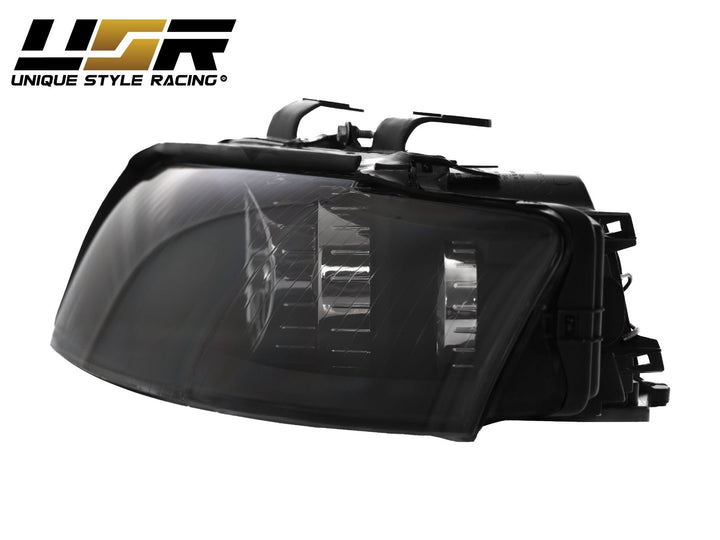 2002 - 2005 Audi A4/S4 Black Housing Headlight W/ Clear Corner Xenon HID Model