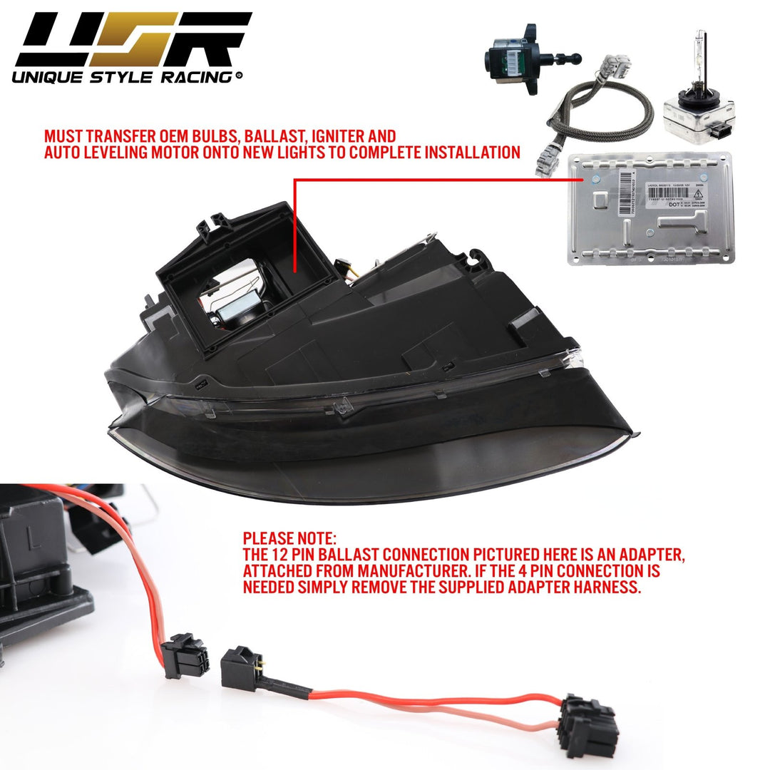 2002 - 2005 Audi A4/S4 Black Housing Headlight W/ Clear Corner Xenon HID Model