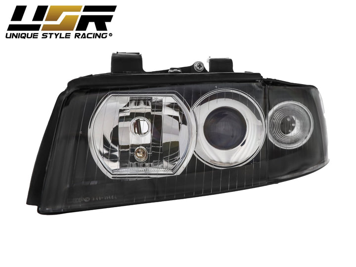 2002 - 2005 Audi A4/S4 Black Housing Headlight W/ Clear Corner Xenon HID Model