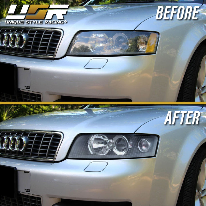 2002 - 2005 Audi A4/S4 Black Housing Headlight W/ Clear Corner Xenon HID Model