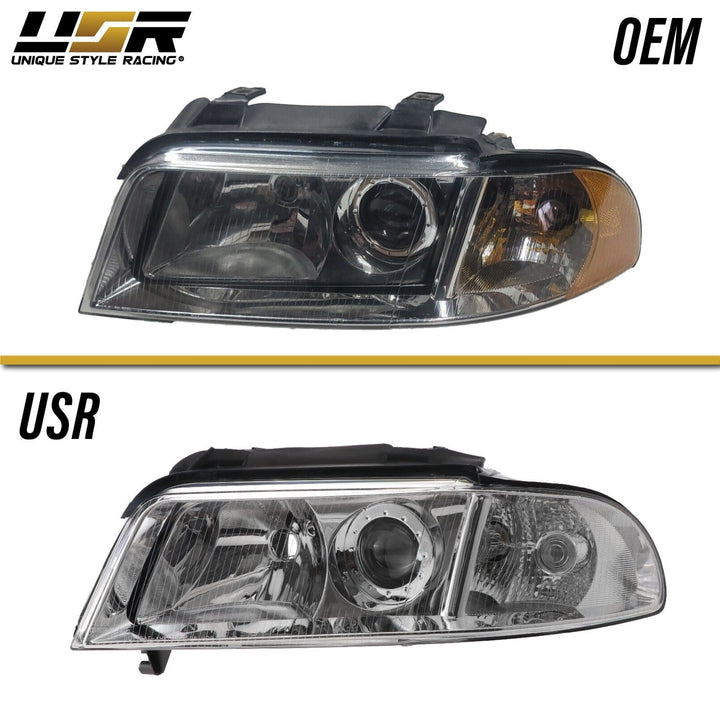 1992 - 2001 Audi A4 B5.5 / 2000 - 2002 S4 Euro ECODE Projector Headlight With Clear Corner Lens