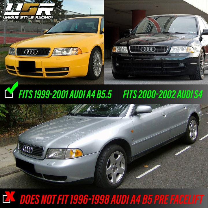 1992 - 2001 Audi A4 B5.5 / 2000 - 2002 S4 Euro ECODE Projector Headlight With Clear Corner Lens