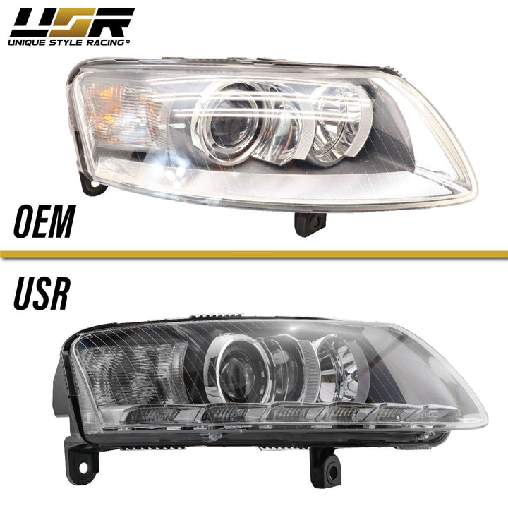 2005 - 2008 Audi A6 / S6 / RS6 C6/4F 4D Sedan & 5D Wagon For Xenon Model Facelift '09'11 Style LED Strip Projector Headlight