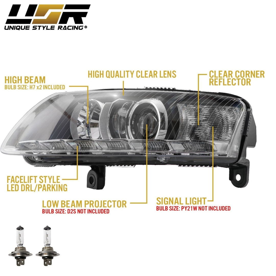 2005 - 2008 Audi A6 / S6 / RS6 C6/4F 4D Sedan & 5D Wagon For Xenon Model Facelift '09'11 Style LED Strip Projector Headlight