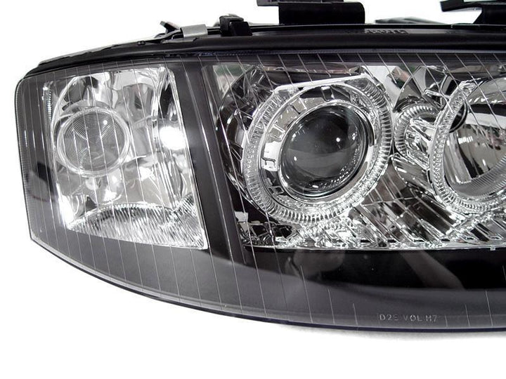 1998 - 2001 Audi A6 C5 NonV8 Models Halogen Model Angel Eye Halo Projector Headlight

#color_black-housing-white-led-angel-halo-with-bulbs