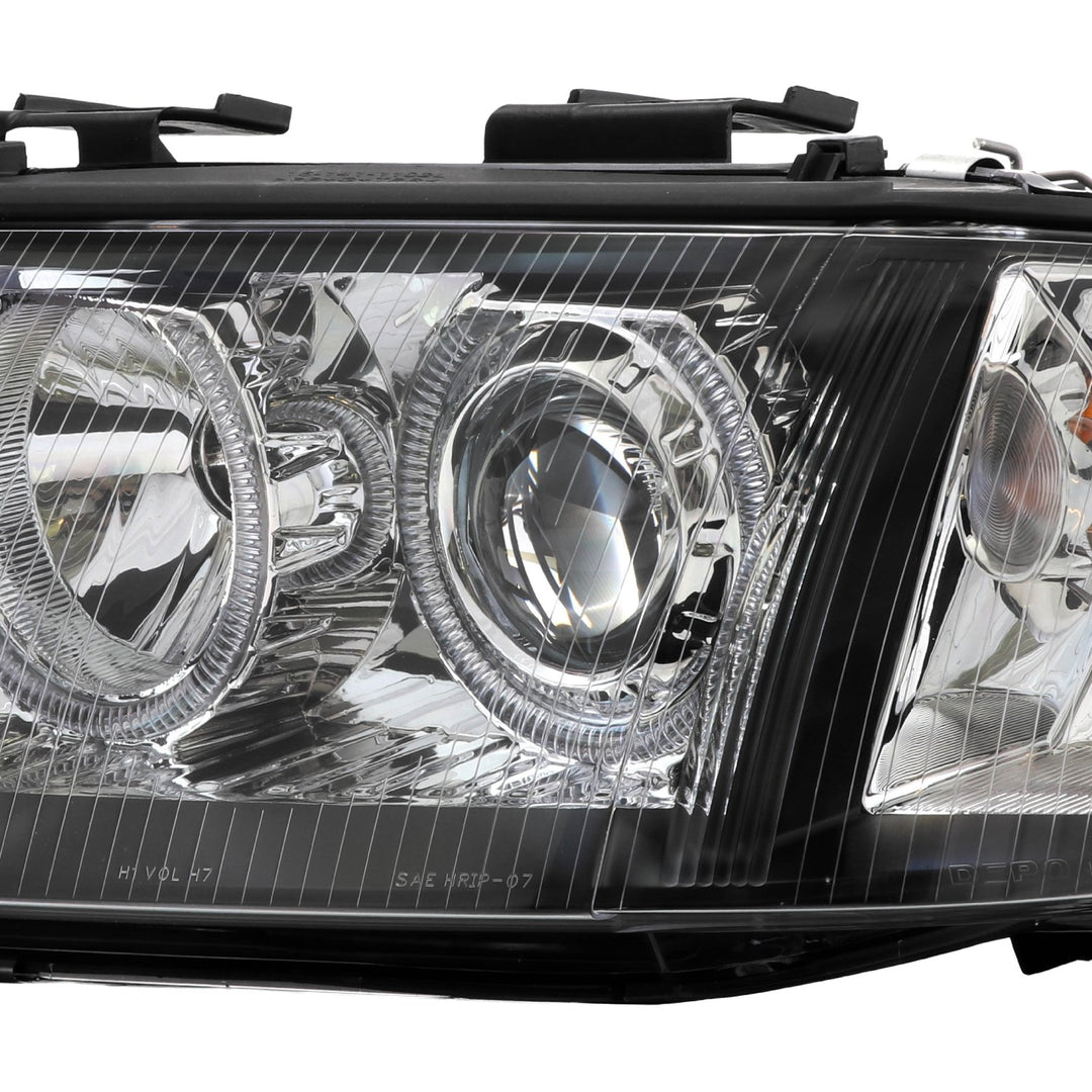 1998-2001 Audi A6 C5 Xenon D2S Models Black Housing Angel Eye Halo Projector Headlights