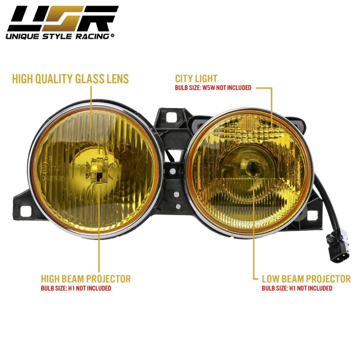1984 - 1991 BMW E30 3 Series French Edition Yellow Glass Lens Euro Smiley Projector Headlights
