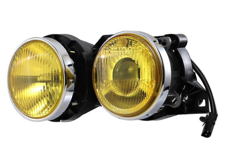 1984 - 1991 BMW E30 3 Series French Edition Yellow Glass Lens Euro Smiley Projector Headlights