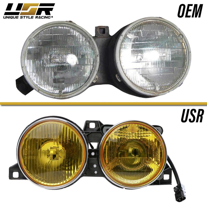 1984 - 1991 BMW E30 3 Series French Edition Yellow Glass Lens Euro Smiley Projector Headlights